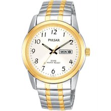 Pulsar PJ6018 Mens Gold Plate & Stainless Steel Expandable Watch