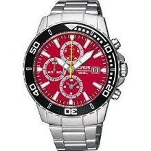 Pulsar Sports Watch Chr Ss Red Brac