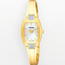 Pulsar Womens Crystal Analog Stainless Watch - Gold Bracelet - Pearl Dial - PTA506