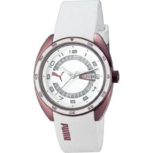 Puma Course L White Dial White Silicone Mens Watch Pu102522008