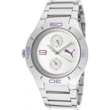 Puma Women's Motor Pu102772004 Silver Stainless Steel Silver Dial Quartz Watch