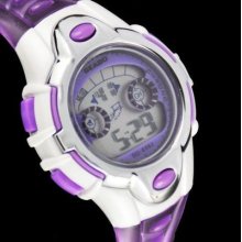 Purple Band 5 Colors Light Digital Sport Women Lady Boy Wristwatch Fashion Gift