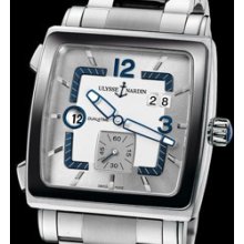 Quadrato Dual Time (SS-Ceramic / Silver / SS-Ceramic Bracelet)