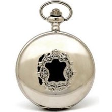 Quartz Mirror Crest Pocket Watch - Hand Engraved