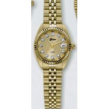 Quartzline Ladies Gold 11 Diamond Sport Watch W/ Champagne Dial