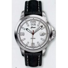 Quartzline Seapearl Men`s Watch W/ Leather Sport Strap & Carbon Fiber Dial