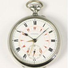 Rare Longines Ottoman Captains Pocket Watch With 2 Time Zones 1918