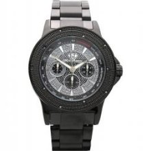 Real Diamond .10ct All Black Metal Super Techno Watch Tachymater Dial