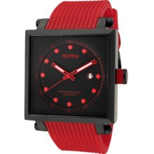 Red Line Watches Men's Compressor2 Black Dial Black IP Square Case Red