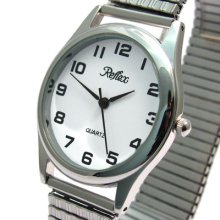 Reflex Gents Watch Expanding Bracelet Clear Dial Silvertone 205gx