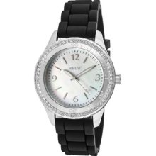 Relic Fossil Women Watch Black Silicone Mother Of Pearl Dial Zr11904 Crystals