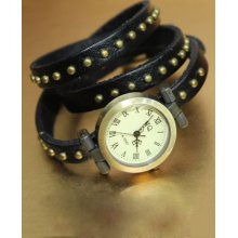 Riveted Bangle Watch-black