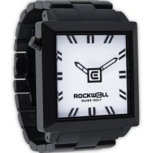 Rockwell Mens 50mm Squared Analog Stainless Watch - Black Bracelet - White Dial - FS103