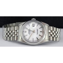 Rolex Datejust 16200 - White Stick Dial - 100% Authentic Rolex - Domed Bezel