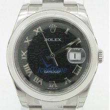 Rolex Datejust Black Jubilee Roman Dial Oyster Bracelet Mens Watch