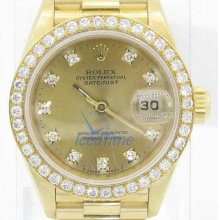 Rolex Datejust Champagne Dial Automatic Yellow Gold Ladies Watch