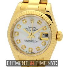 Rolex Datejust President 26mm 18k Yellow Gold MOP Diamond Dial