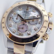 Rolex Daytona 116523 18k Gold & Stainless Steel Mother Of Pearl Diamond