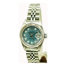 Rolex Ladies Datejust Blue Dial, Steel, Fluted Bezel Watch - Pre-Owned