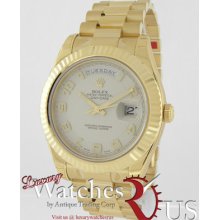 Rolex President Day-date Ii 218238 Yellow Gold Ivory Concentric