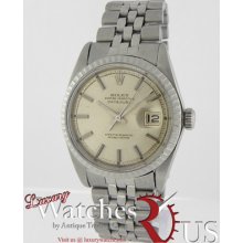 Rolex Vintage Rare Datejust 1603 Stainless Steel Engine-turn Bezel