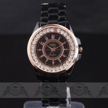 Roll Crystal+golden Dial Luxury Analog Men Dress Wrist Watch Fashion Alloy