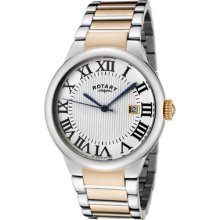 Rotary Men's Light Silver Textured Dial Two Tone