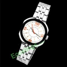 Round Dial Steel Band Good Men's Gift Wrist Quartz Watch