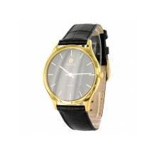 Royal London Gents Pvd Gold And Black Leather Adjustable Strap Watch 4306-3b