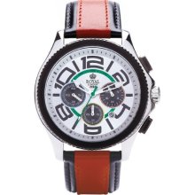 Royal London Men's Quartz Watch With White Dial Chronograph Display And Red Leather Strap 41112-02