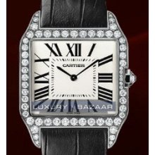 Santos Dumont Large (WG- Diamonds / Silver / Leather)