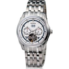 SARWOO 168 Men's Automatic Movement Analog Watch with Stainless Steel Strap, Calendar, Gift Box (Silver)