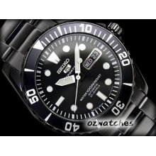 Seiko 5 Sports Mens Auto Diver Snzf21 Snzf21j1 Black Ss Case & Band Japan Made