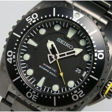 Seiko Gents Kinetic Scuba Diving All Black Ticn 660ft 200m Watch Ska427 Ska427p1