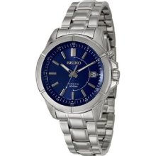 Seiko Men's Ska539p1 Kinetic Blue Dial Stainless Steel Quartz Watch