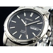 Seiko Mens Solar Day/date Watch Sne093p1 Warranty,box, Rrp:Â£180