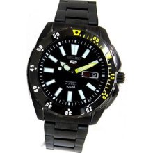 Seiko Men's Stainless Steel Case and Bracelet Black Tone Dial Day and Date Displays SRP363