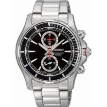 Seiko Snn243p1 Stainless Steel Chronograph With Black Dial Men's Watch