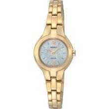 Seiko Sup026 Women's Watch Gold Tone Dress White Dial Solar Quartz