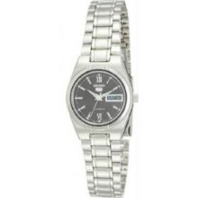 Seiko SYM607 Womens Stainless Steel Seiko 5 Automatic Black Dial