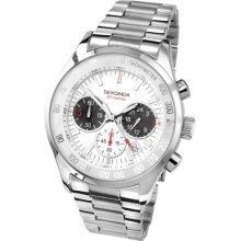 Sekonda Men's Quartz Watch With White Dial Chronograph Display And Silver Stainless Steel Bracelet 3418.27