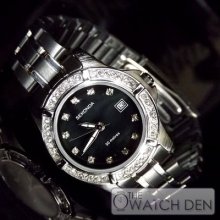 Sekonda - Twilight Ladies Black Ion Plated Stone Set Bezel Watch - 4519