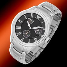 Self-winding Auto Men Watch Silver-tone Stainless Steel Armani Black Face Ar4615