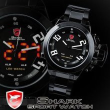 Shark Digital Led Alm Quartz Mens Sport Army Watch