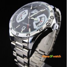 Shenhua Black Dial Date Automatic Mechanical Stainless Steel Men's Wrist Watch