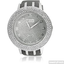 Silver Designer Style Bling Watch Rubber Strap