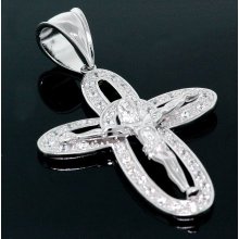 Silver Men Crystal Stone Multi Pattern Shape Cross bmd-17a