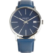 Simon Carter Men's Quartz Watch With Blue Dial Analogue Display And Blue Leather Strap Wt1905 Blue