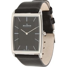 Skagen Black Leather Band Men's watch #857LSLB