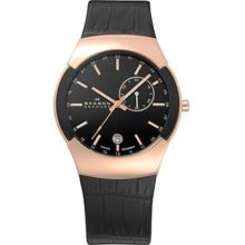 Skagen GMT Dual-Time Leather Men's Watch 983XLRLDB